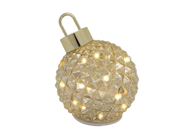 5.5" LED LEANING DIAMOND ROTATING GLASS ORNAMENT (GOLD)